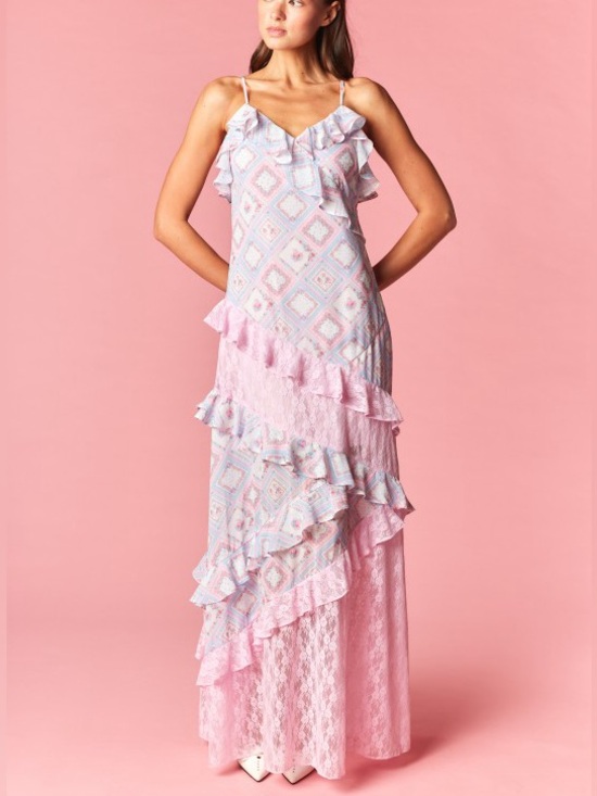 Dresses & Skirts - Pink Ruffle Tiered Maxi Dress